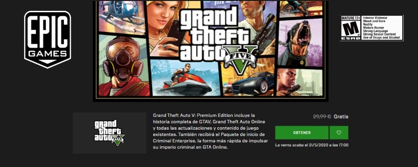 GTA V - DE GRAÇA - NA EPIC GAMES 