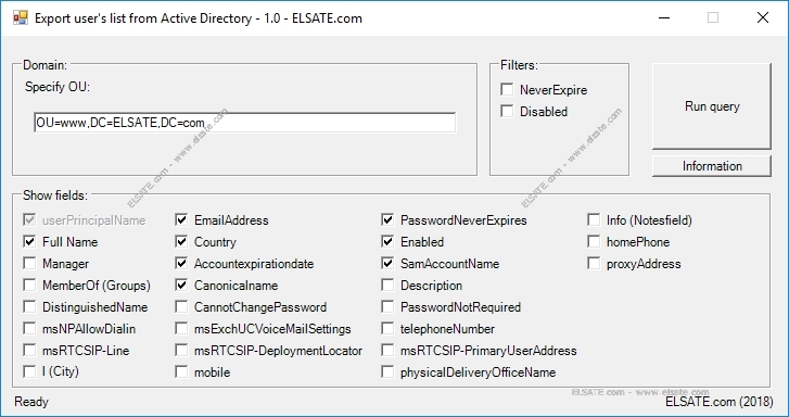 Powershell - Application to export user accounts to a CSV file +prv ...