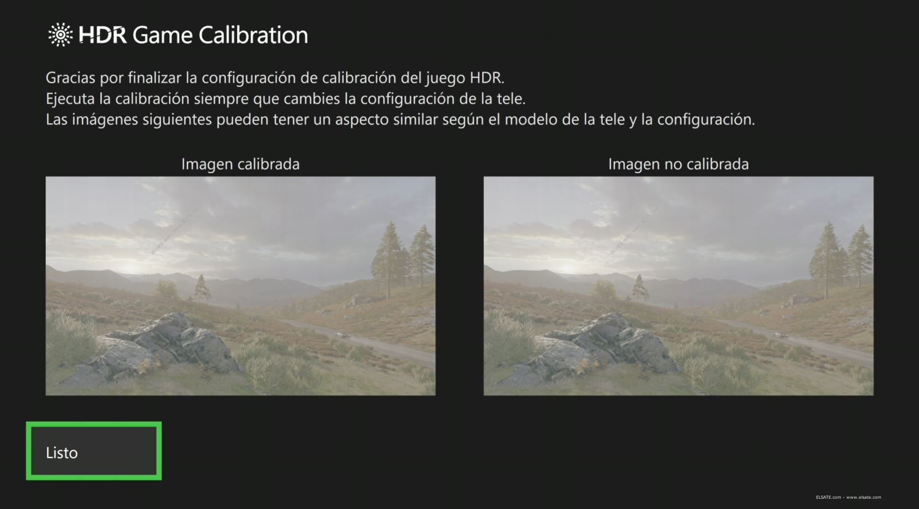 Calibración de juego HDR para Xbox